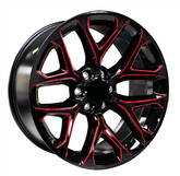 24" Snowflake Replica RP032 Wheel  🔥 24X10 +28 6X139.7 🔥 C.B 78.1 Black Red Rim ✅🔻